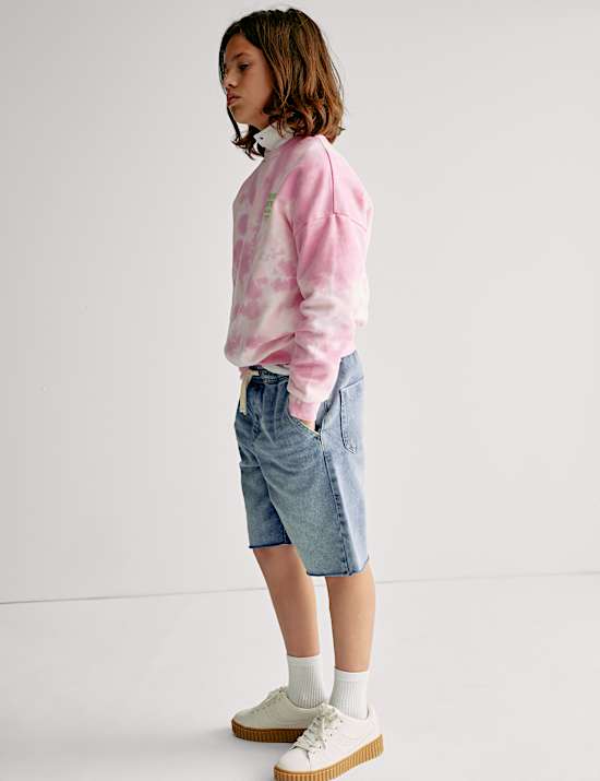 Denim Elasticated Waist Frayed Shorts (6-16 Yrs)