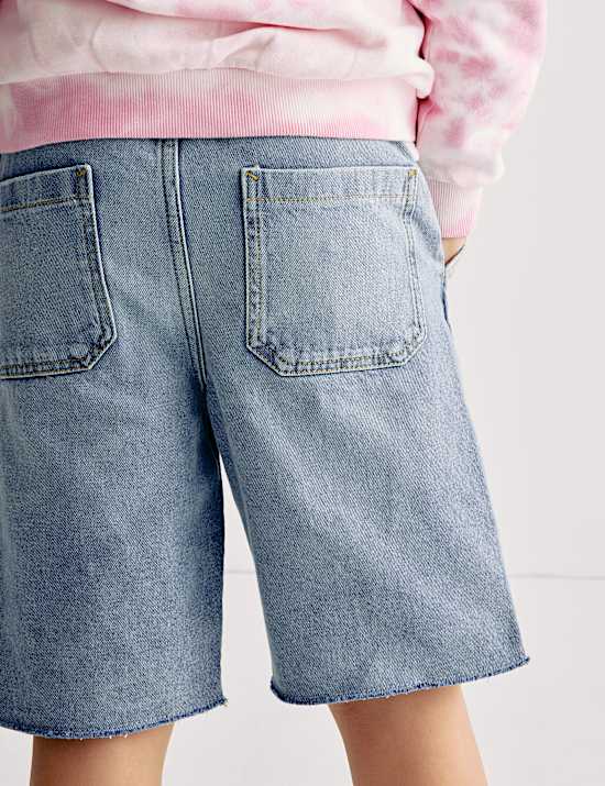 Denim Elasticated Waist Frayed Shorts (6-16 Yrs)