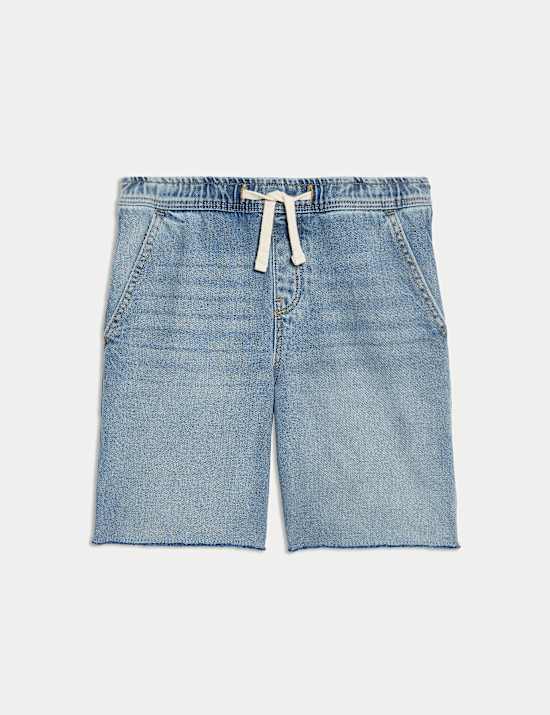 Denim Elasticated Waist Frayed Shorts (6-16 Yrs)
