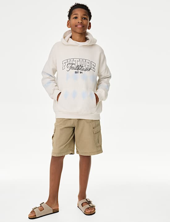 מכנסי קרגו קצרים מכותנה טהורה (16-6 שנים)