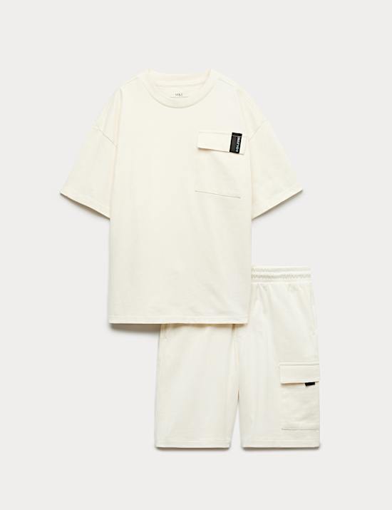 Ensemble 2 pi&egrave;ces 100 % coton t-shirt et short (du 6 au 16 ans)