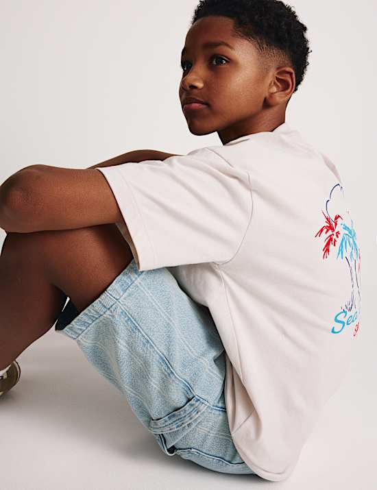 Denim Striped Carpenter Shorts (6-16 Yrs)