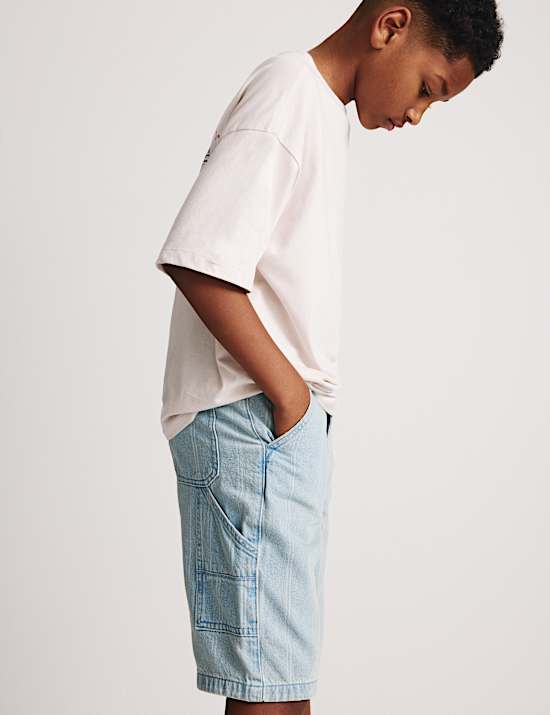 Denim Striped Carpenter Shorts (6-16 Yrs)