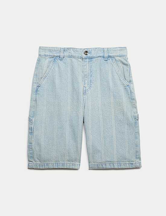 Denim Striped Carpenter Shorts (6-16 Yrs)