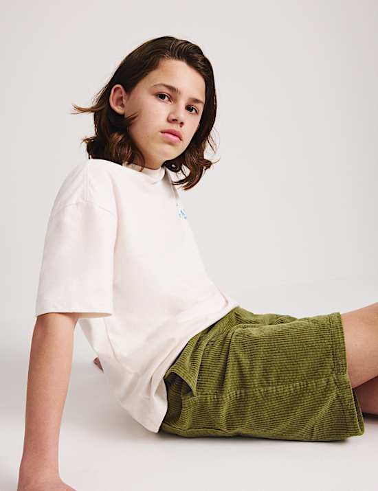 Pure Cotton Corduroy Shorts (6-16 Yrs)
