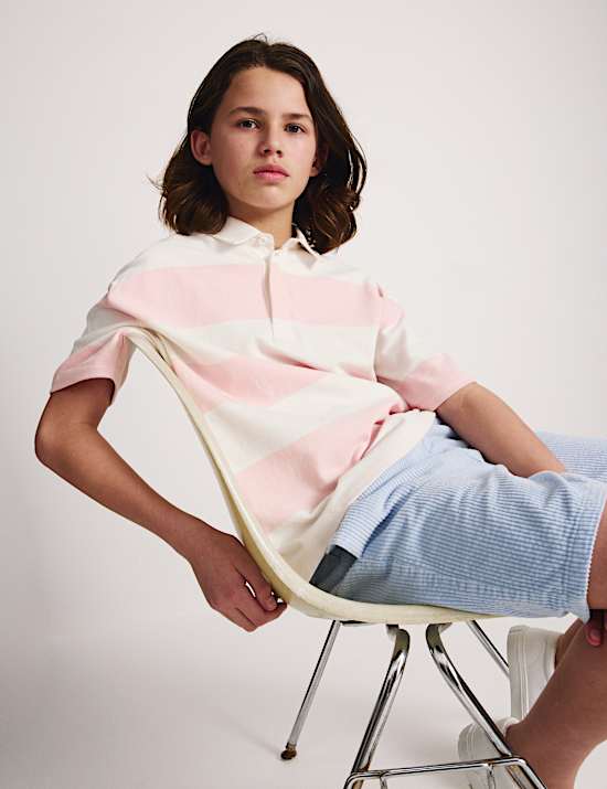 Pure Cotton Short Sleeve Rugby Shirt (6-16 Yrs)