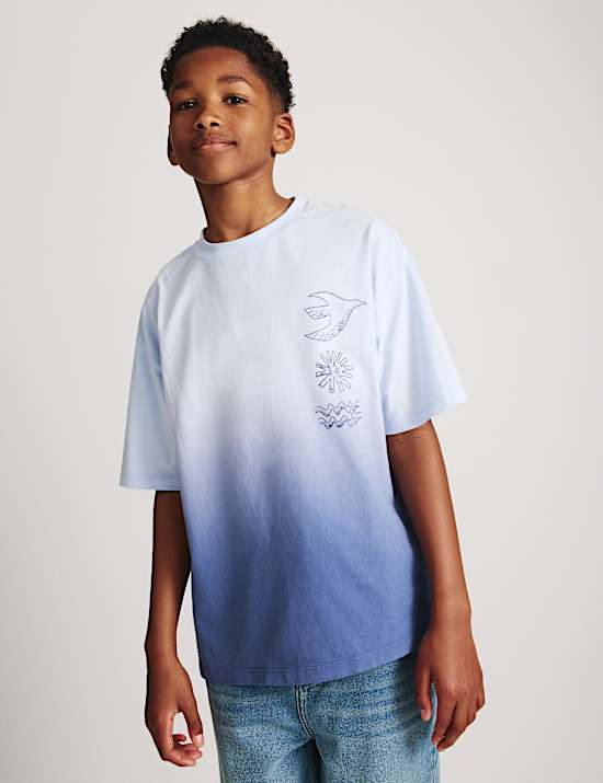 Pure Cotton Ombre Graphic T-Shirt (6-16 Yrs)