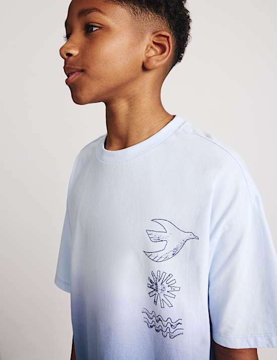 Pure Cotton Ombre Graphic T-Shirt (6-16 Yrs)