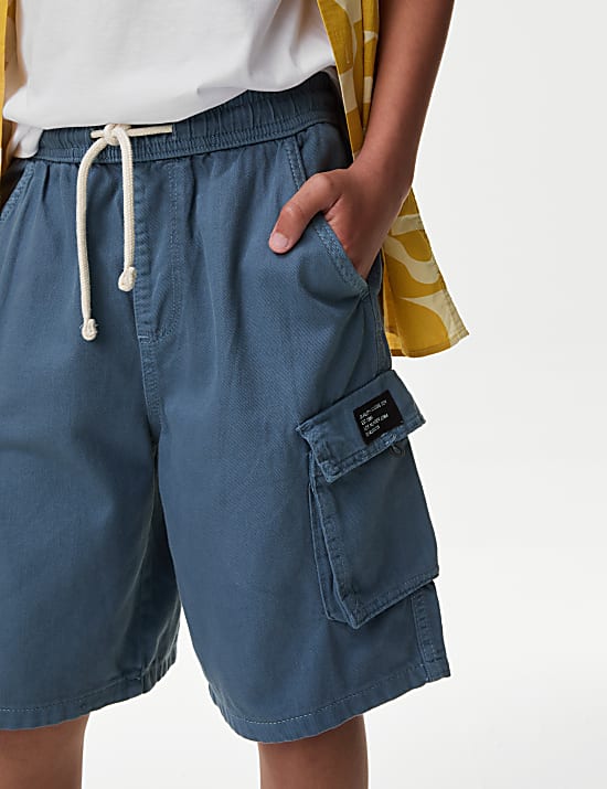 Pure Cotton Cargo Shorts (6-16 Yrs)