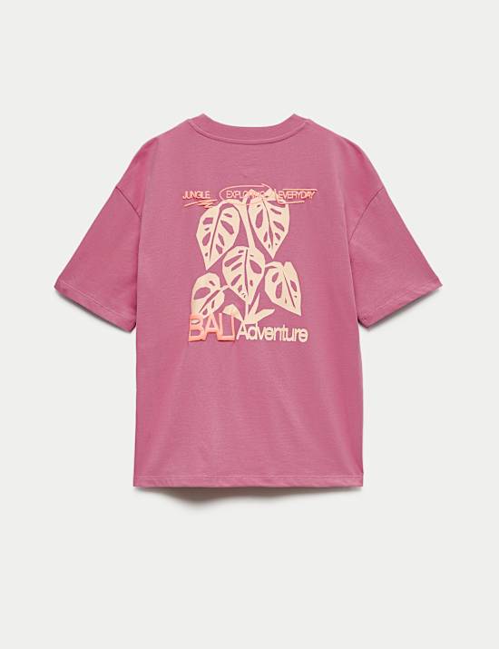 חולצת טי מכותנה טהורה עם הדפס גרפי Bali Adventure (6-&rlm;16 שנים)