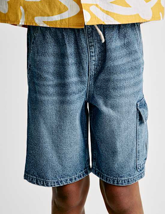 Pure Cotton Denim Elasticated Waist Shorts (6-16 Yrs)