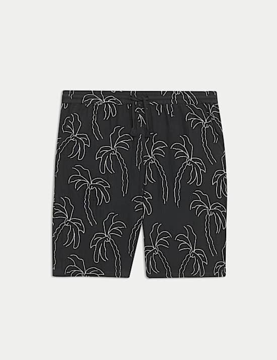 Pantalones cortos 100% algodón texturizados con estampado de palmeras (2-16 años)