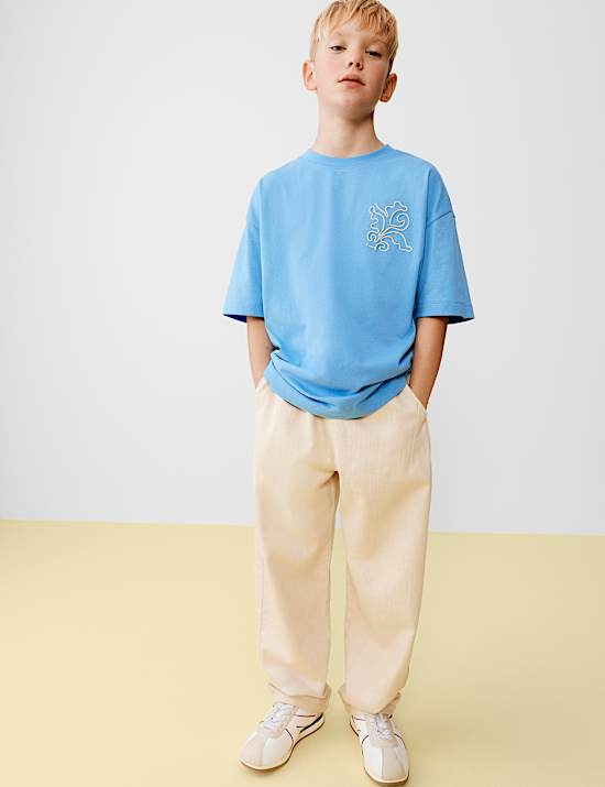 Relaxed Cotton Rich Lightweight Trousers (6-16 Yrs)
