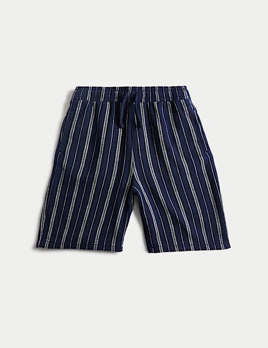 Pure Cotton Textured Striped Shorts (6-16 Yrs)