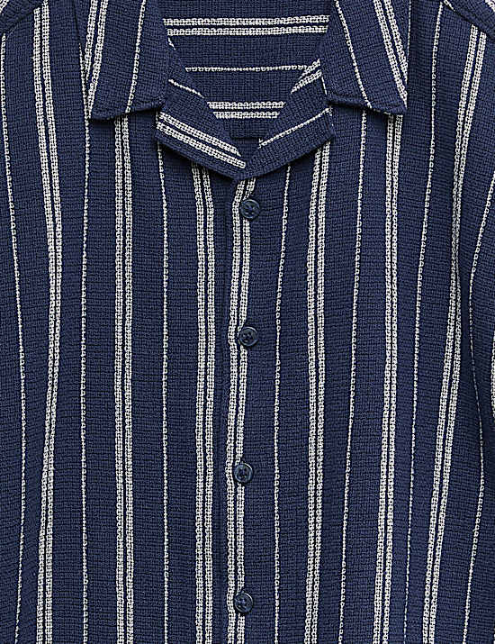 Pure Cotton Textured Stripe Shirt (6-16 Yrs)