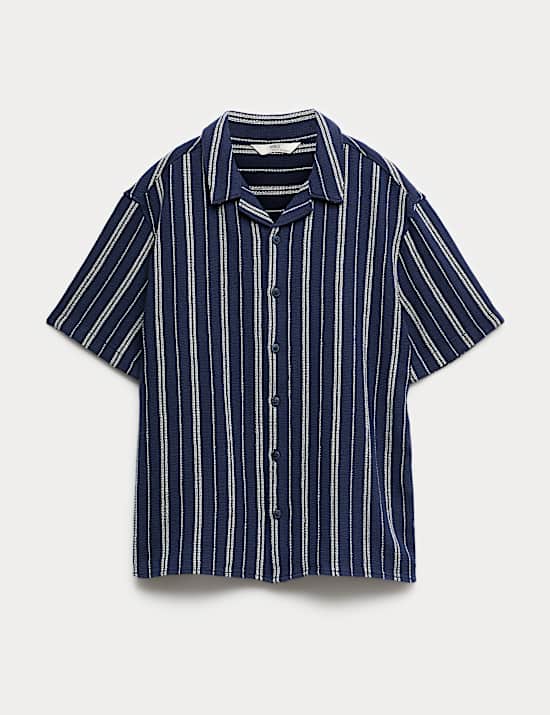 Pure Cotton Textured Stripe Shirt (6-16 Yrs)