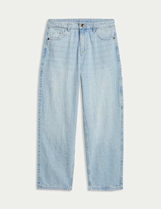 Jeans Santai Katun Murni dengan Saku Samping (6-16 Tahun)