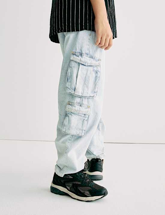 Pure Cotton Cargo Jeans (6-16 Yrs)