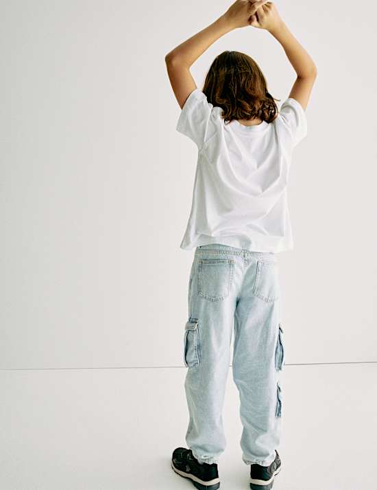 Pure Cotton Cargo Jeans (6-16 Yrs)