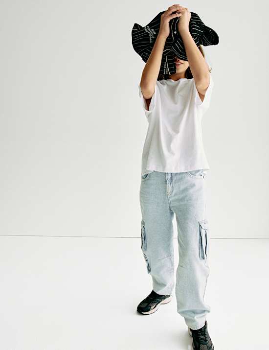 Pure Cotton Cargo Jeans (6-16 Yrs)