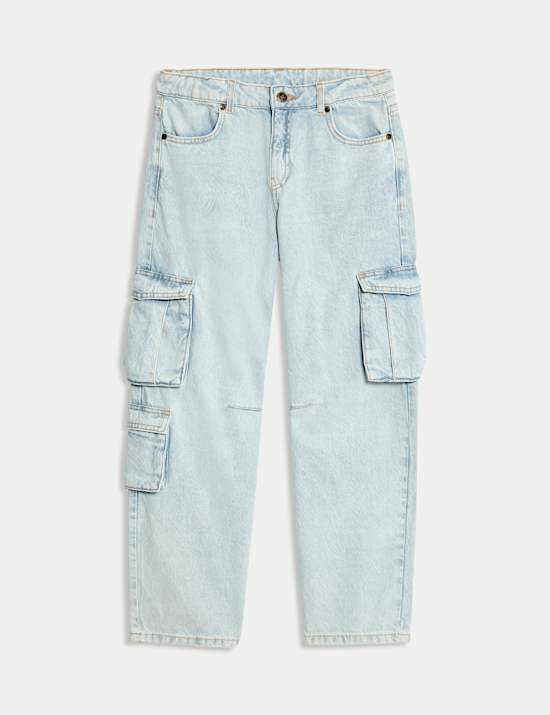 Pure Cotton Cargo Jeans (6-16 Yrs)