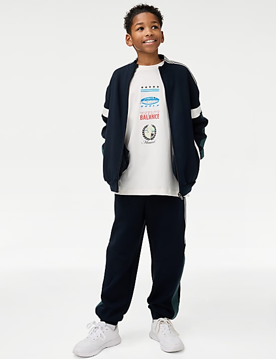 Cotton Rich Stripe Panel Joggers (6-16 Yrs)