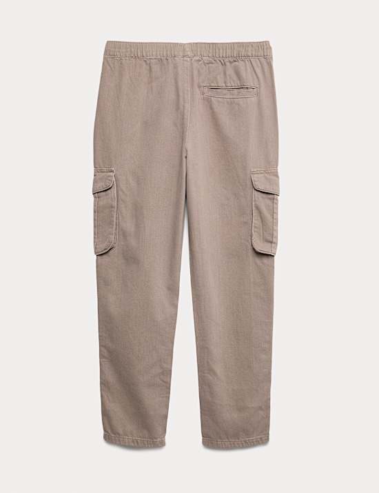 Pure Cotton Woven Cargo Trousers (6-16 Yrs)