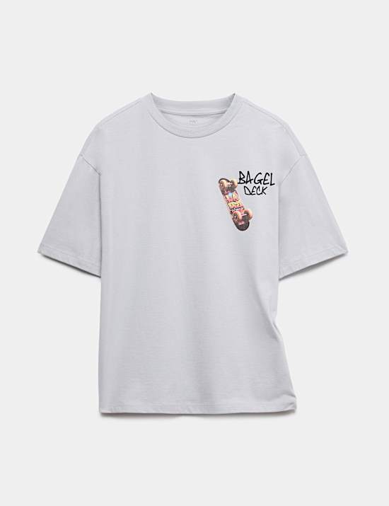 Puur katoenen T-shirt met skateboardmotief (6-16 jaar)