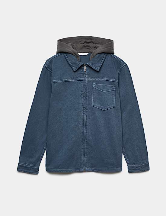 Cotton Rich Hooded Zip Shirt (6-16 Yrs)