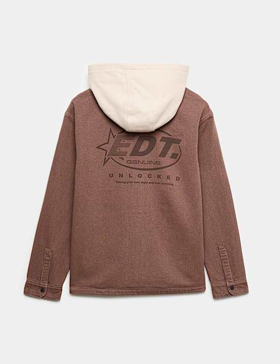 Cotton Rich Hooded Zip Shirt (6-16 Yrs)