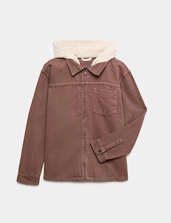 Cotton Rich Hooded Zip Shirt (6-16 Yrs)