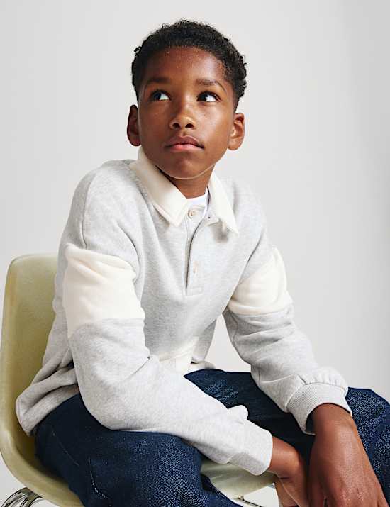Cotton Rich Appliqu&eacute; Graphic Rugby Top (6-16 Yrs)