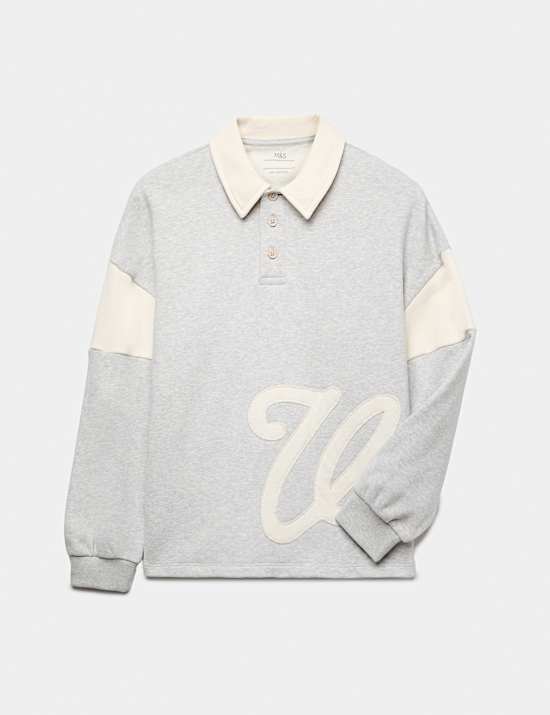 Cotton Rich Appliqu&eacute; Graphic Rugby Top (6-16 Yrs)