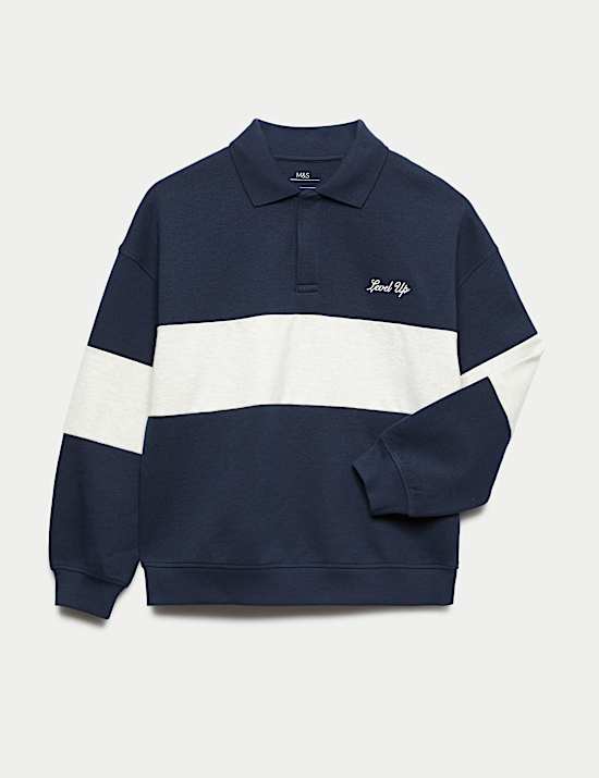 Cotton Rich Colourblock Rugby Sweatshirt (6-16 Yrs)