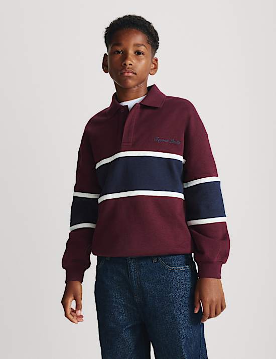 Cotton Rich Colour Block Rugby Sweatshirt (6-16 Yrs)