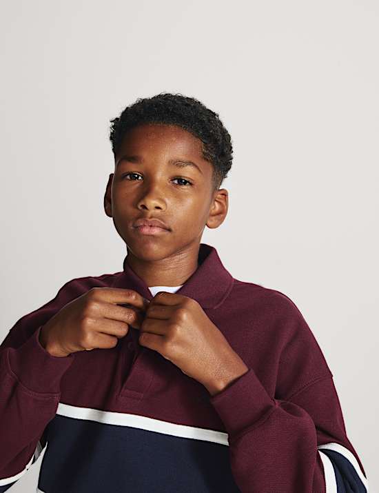 Cotton Rich Colour Block Rugby Sweatshirt (6-16 Yrs)