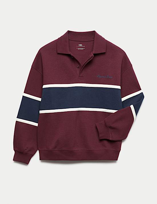 Cotton Rich Colour Block Rugby Sweatshirt (6-16 Yrs)