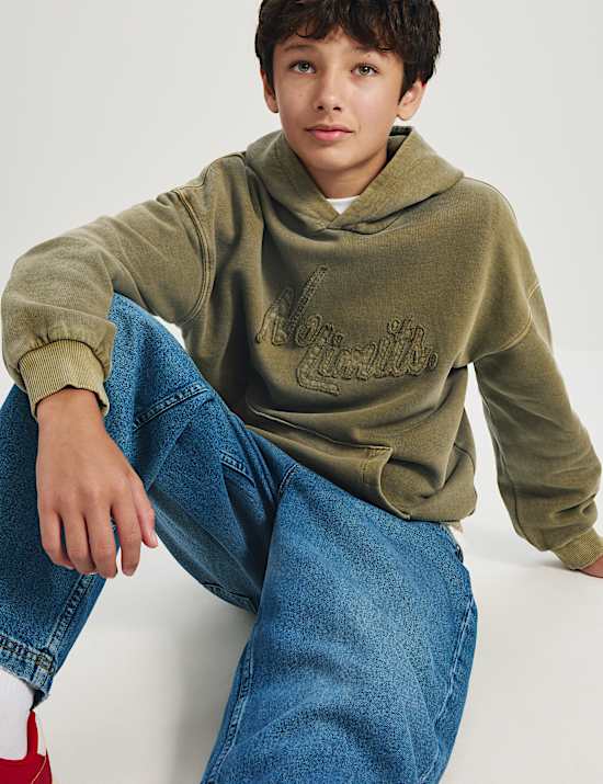 Pure Cotton Embroidered Graphic Hoodie (6-16 Yrs)