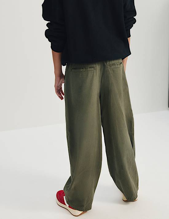 Pure Cotton Barrel Trousers (6-16 Yrs)