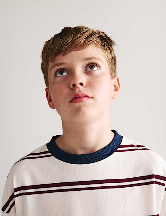 Pure Cotton Striped T-Shirt (6-16 Yrs)