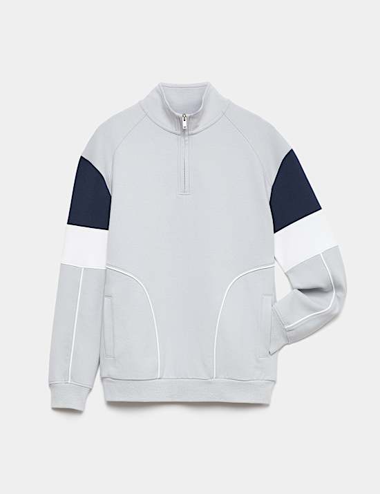 Cotton Rich Colourblock Zip Sweatshirt (6-16 Yrs)