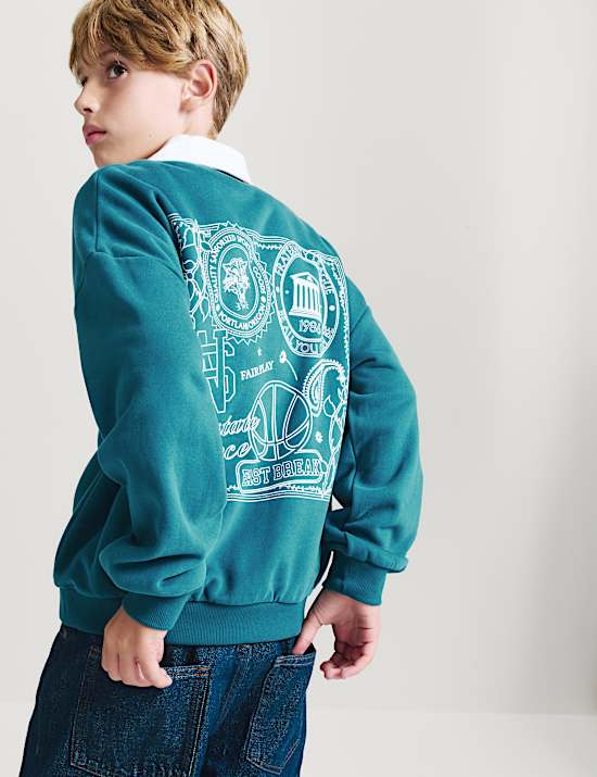 Cotton Rich Rugby Sweatshirt (6-16 Yrs)