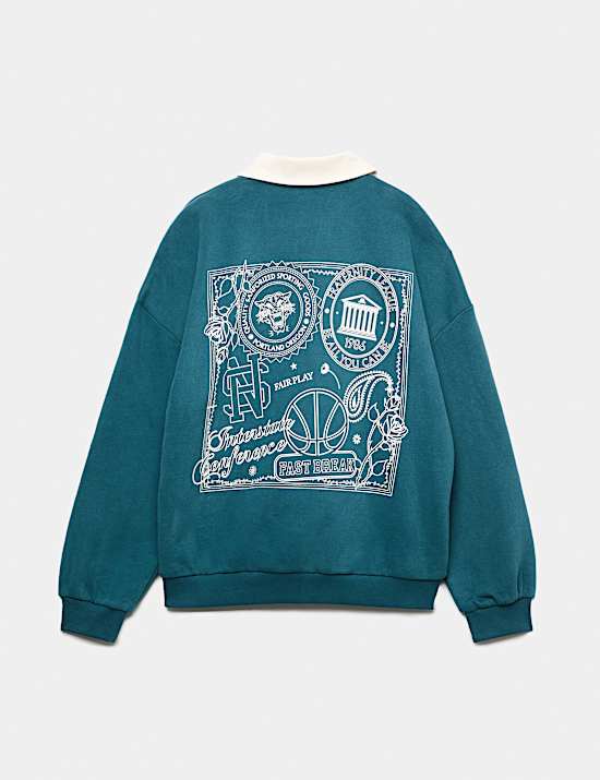 Cotton Rich Graphic Rugby Sweatshirt (6-16Yrs)