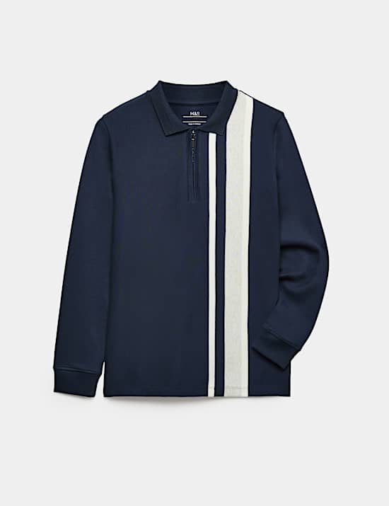 Pure Cotton Striped Polo Shirt