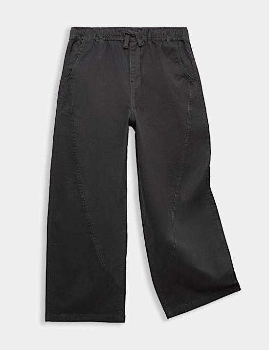 Cotton Rich Barrel Leg Woven Trousers (6-16 Yrs)