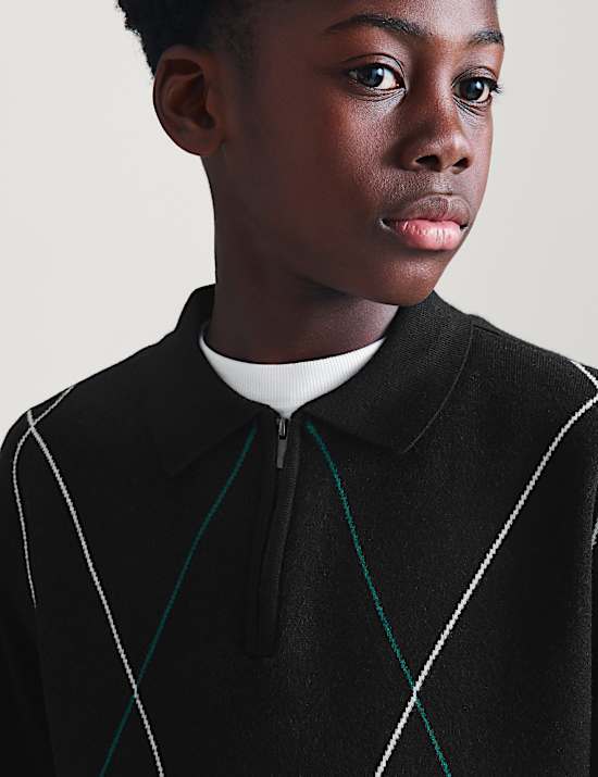 Knitted Argyle Polo Shirt (6-16 Yrs)