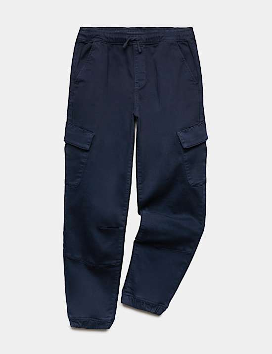 Cotton Rich Stretch Cargo Trousers (6-16 Yrs)