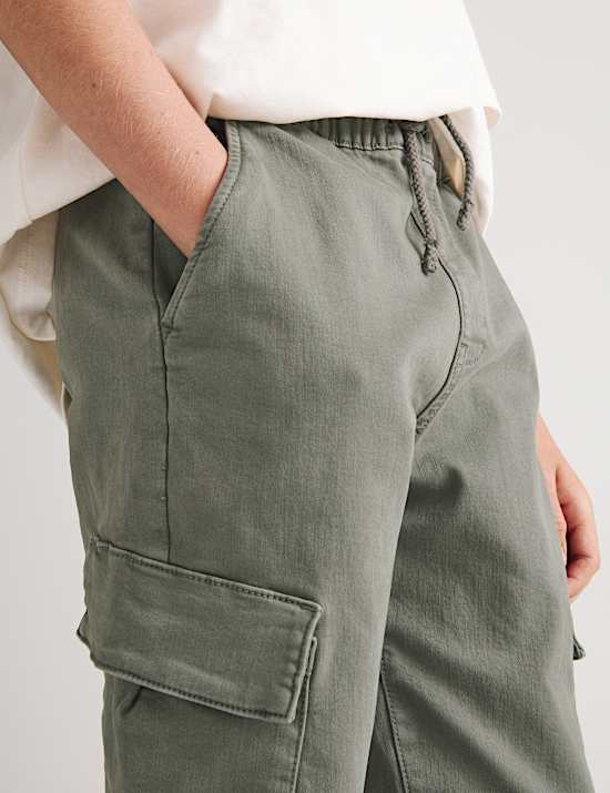Cotton Rich Stretch Cargo Trousers (6-16 Yrs)