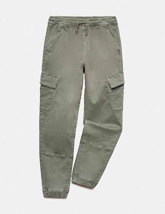 Cotton Rich Stretch Cargo Trousers (6-16 Yrs)