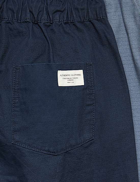 2pk Pure Cotton Ripstop Joggers (6-14 Yrs)